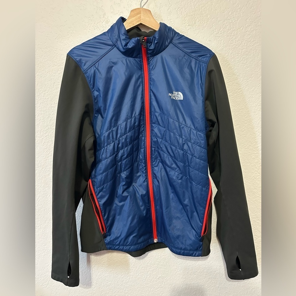 The North Face Animagi Insulated Running Jacket in Blue, Black & Red - Medium